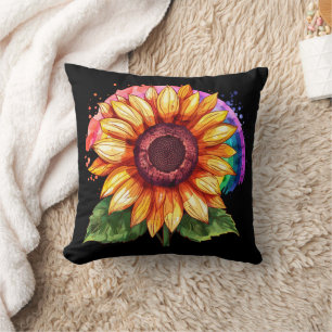 beautiful elegant print with a sunflower  throw pillow