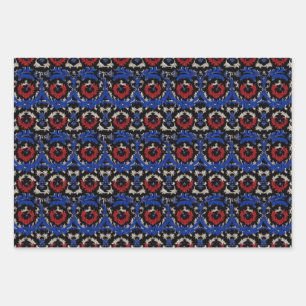 Beautiful Elegant Red White Blue Victorian Pattern Wrapping Paper Sheet