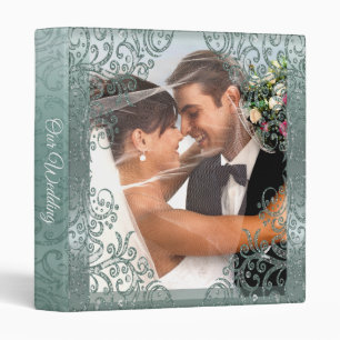 Beautiful Elegant Silver Blue Wedding Photo Album Binder