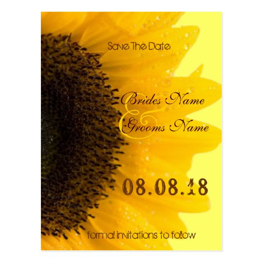 Beautiful Elegant Sunflower Wedding Invitation Postcard