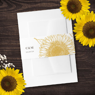Beautiful + Elegant Sunflowers Fall Wedding  Invitation Belly Band