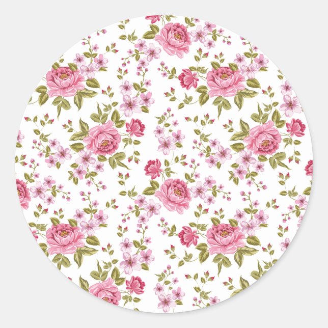 Beautiful elegant vintage roses design classic round sticker (Front)