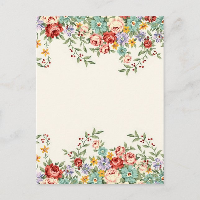 Beautiful elegant vintage spring floral bouquets postcard (Front)