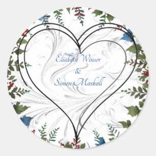 Beautiful,elegant & whimsical wedding themed decor classic round sticker