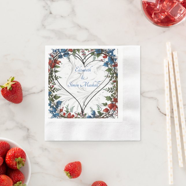 Beautiful,elegant & whimsical wedding themed decor napkin (Insitu)