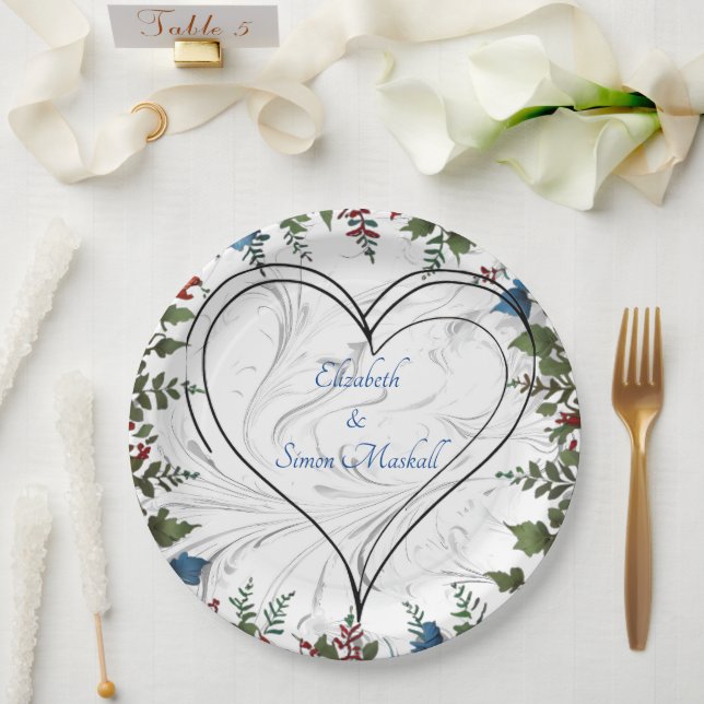 Beautiful,elegant & whimsical wedding themed decor paper plate (Wedding)