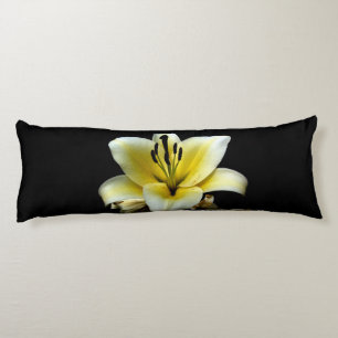 Beautiful Elegant Yellow on Black Flower Body Pillow