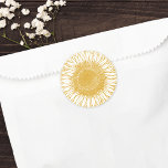 Beautiful Elegant Yellow Sunflower Autumn Wedding  Classic Round Sticker<br><div class="desc">This beautiful autumn inspired wedding favour sticker features a yellow sunflower bloom. This lovely design is a fabulous choice for a rustic yet elegant summer/autumn wedding. See the collection for coordinating items!</div>