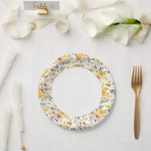 Beautiful elegant Yellow Sunshine floral  Paper Plate