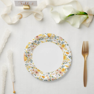 Beautiful elegant Yellow Sunshine floral Paper Plate
