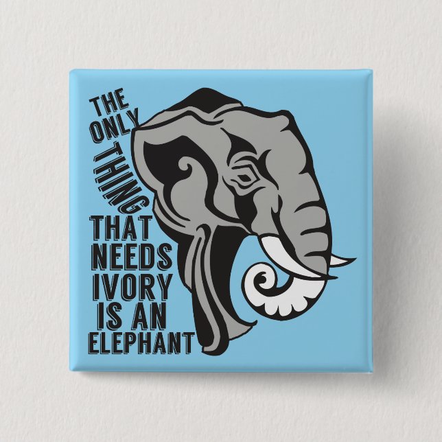 Beautiful Elephant 2 Inch Square Button (Front)