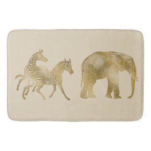 Beautiful Elephant & Zebras Bath Mat