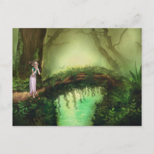 Beautiful Elf Fairy in Fantasy Enchanted Forest Postcard