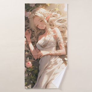 Beautiful Elf Girl Anime Bath Towel