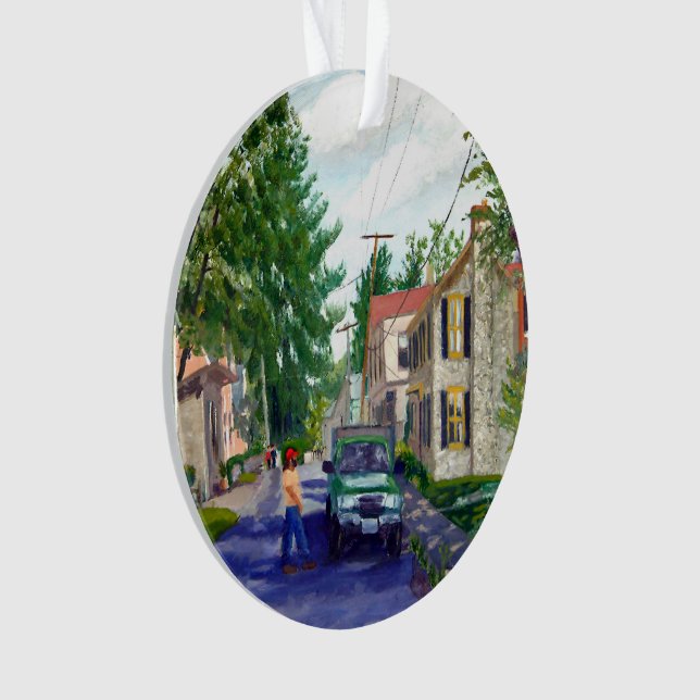 Beautiful Elsah Illinois Street Scene Ornament (Front)