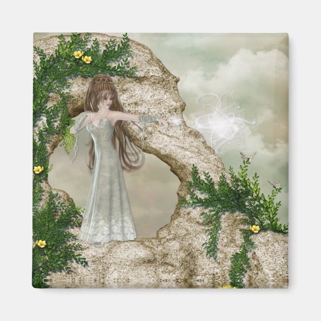 Beautiful Elven Magic Fantasy Design Magnet (Front)