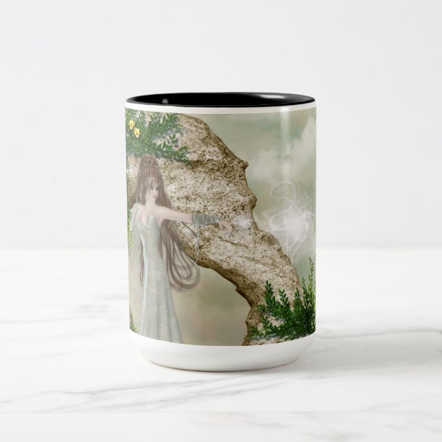Beautiful Elven Magic Fantasy Design Two-Tone Coffee Mug (Center)