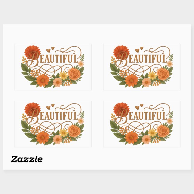 Beautiful Embroidered Style Rectangle Stickers (Sheet)