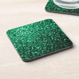 Beautiful Emerald Green glitter sparkles Coaster