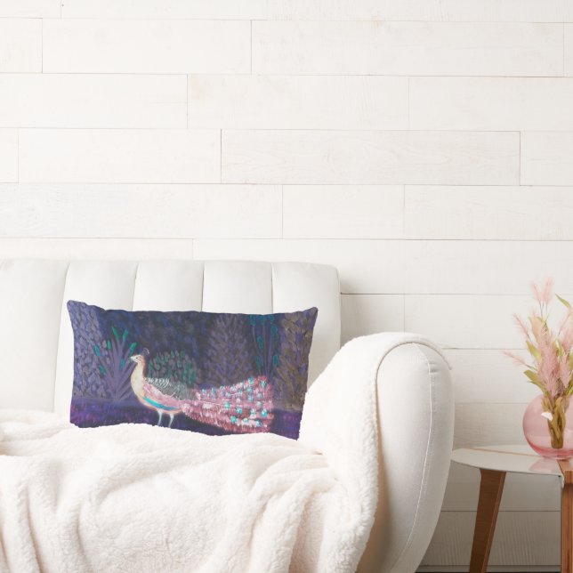 Beautiful Emerald Green Turquoise Peacock Lumbar Pillow (Couch)