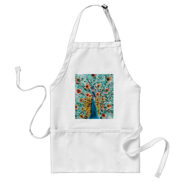 Beautiful Emerald Green, Turquoise Peacock Standard Apron (Front)