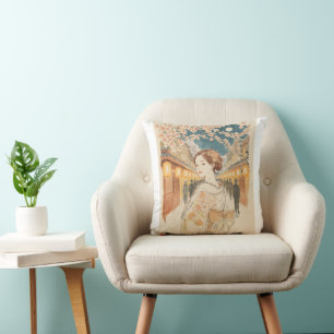 Beautiful Encounters by Akiko Yosano Kanji Throw Pillow