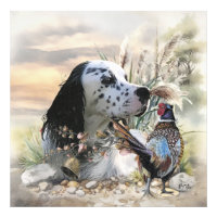 Beautiful English Setter with Pheasant , Art