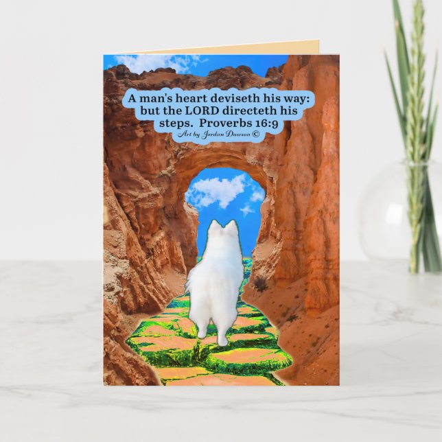 Beautiful Eskie Scripture Proverbs 16:9 Card (Front)