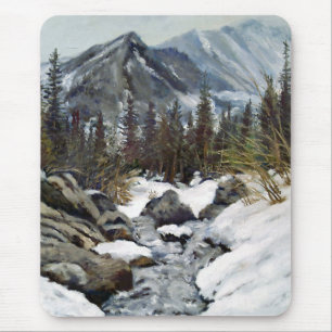 Beautiful Estes Park Colorado Winter Stream Mouse Pad
