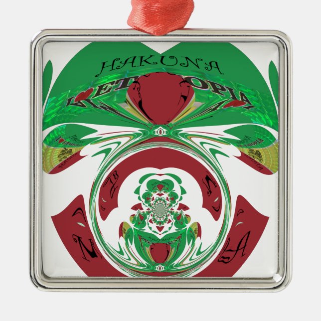 Beautiful Ethiopia Lovely Hakuna Matata I love Hea Metal Ornament (Front)