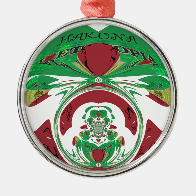 Beautiful Ethiopia Lovely Hakuna Matata I love Hea Metal Ornament (Front)