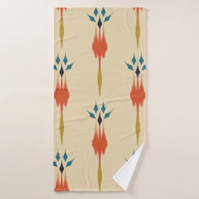 Beautiful Ethnic abstract ikat art. Seamless Kasur Bath Towel (Bath Towel)