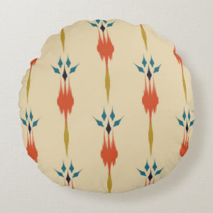 Beautiful Ethnic abstract ikat art. Seamless Kasur Round Pillow