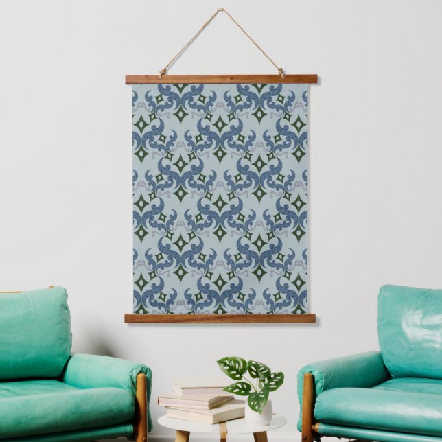 Beautiful ethnic Damascus pattern pointillism Hanging Tapestry (Living Room)