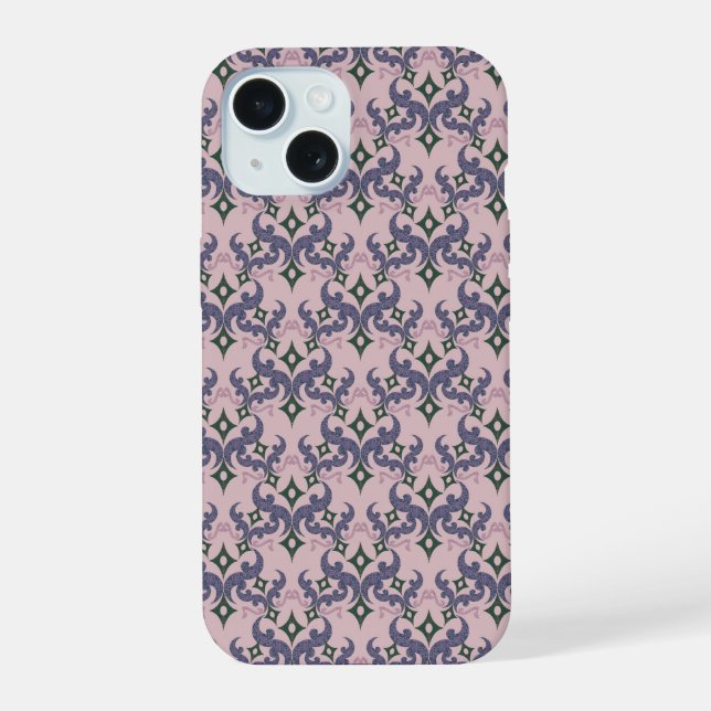 Beautiful ethnic Damascus pattern pointillism  iPhone 15 Case (Back)
