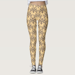 Beautiful ethnic Damascus pattern pointillism Leggings