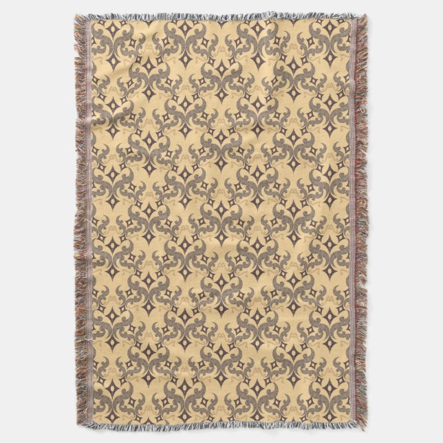 Beautiful ethnic Damascus pattern pointillism Throw Blanket (Front Vertical)