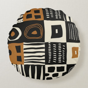 Beautiful Ethnic Mud Cloth African Print  Round Pillow