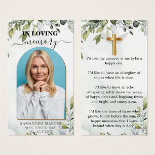Beautiful Eucalyptus Memorial Funeral Bookmark