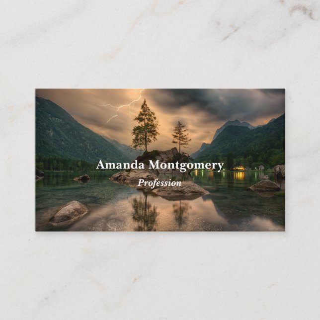 Beautiful Evening Mountain Lake Photograph Business Card (Front)