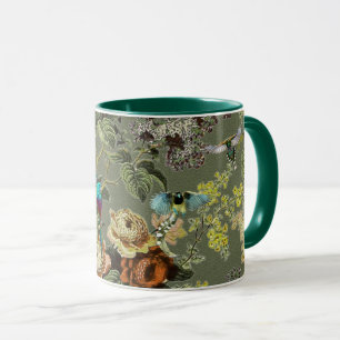 Beautiful exotic bird, Swamp Green background   Mug