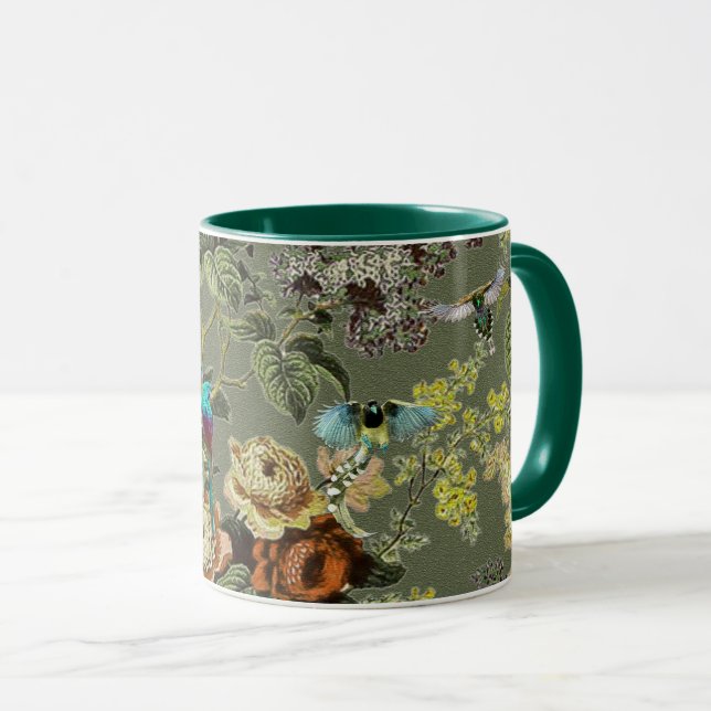 Beautiful exotic bird, Swamp Green background   Mug (Front Right)