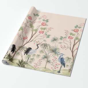 Beautiful exotic chinoiserie wallpaper. Hand drawn Wrapping Paper