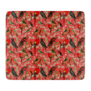 Beautiful exotic vintage bird illustration - pink cutting board