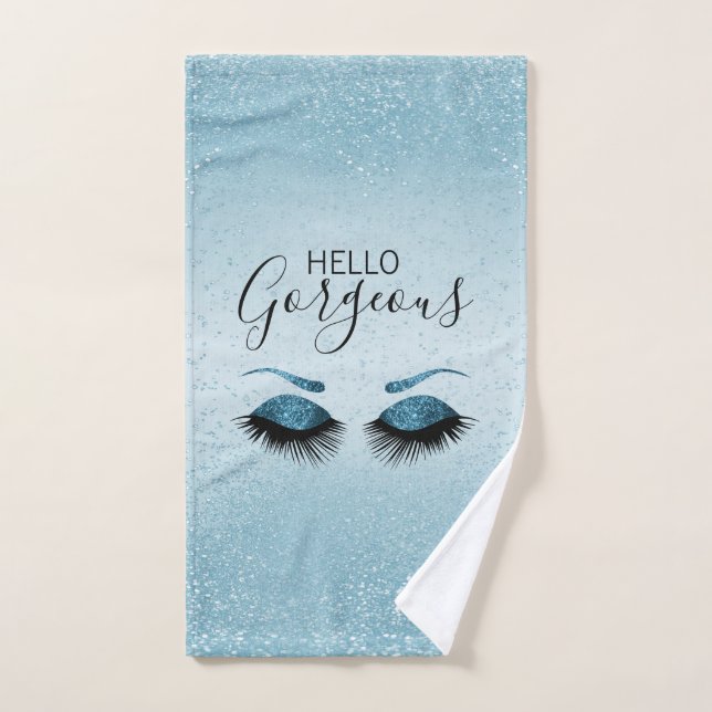 Beautiful Eyelash Blue Glitter  Bath Towel Set (Hand Towel)