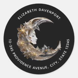Beautiful Face in the Moon Address Classic Round Sticker
