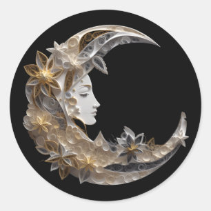 Beautiful Face in the Moon Classic Round Sticker