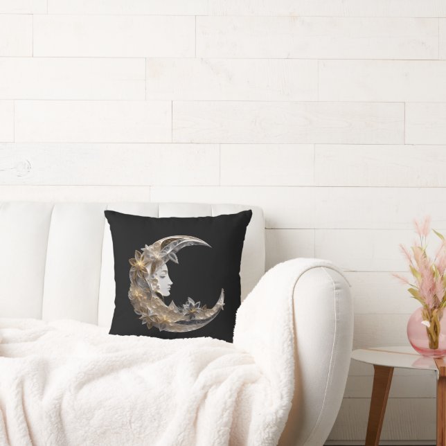Beautiful Face in the Moon Throw Pillow (Couch)