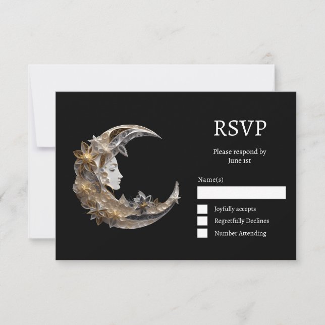  Beautiful Face in the Moon Wedding RSVP Card (Front)