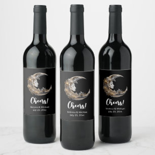 Beautiful Face in the Moon Wedding Wine Label